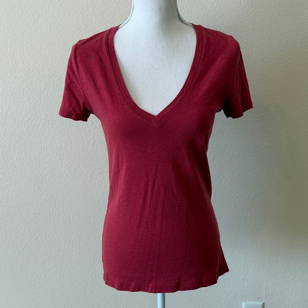 J. Crew Mercantile Rich Red V-Neck Tee